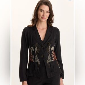 XCVI DANSKI EMBROIDERED SOFT TWILL BLAZER  In Black